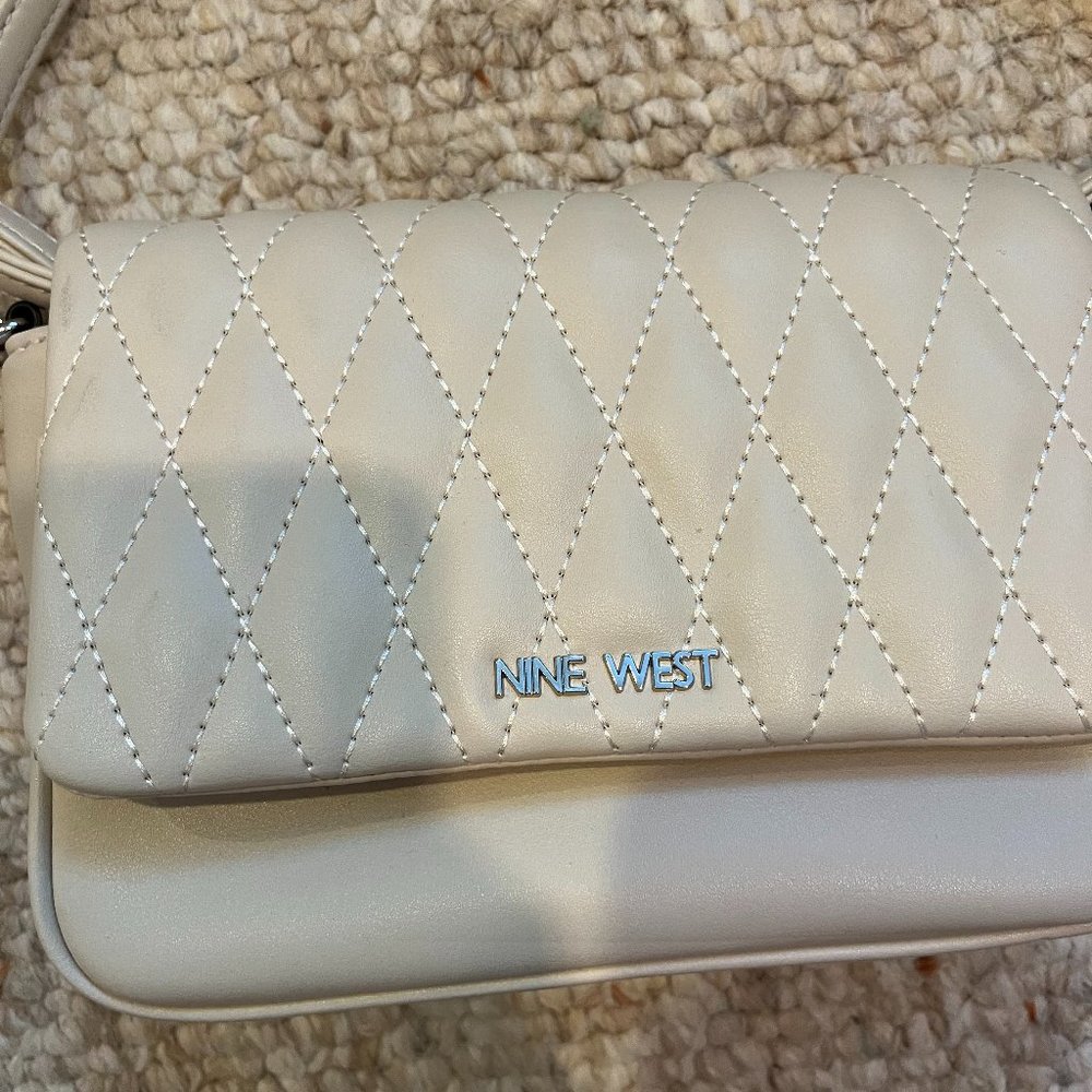 Nine West purse, bone color, never worn, lots of room, crossbody or shoulder bag